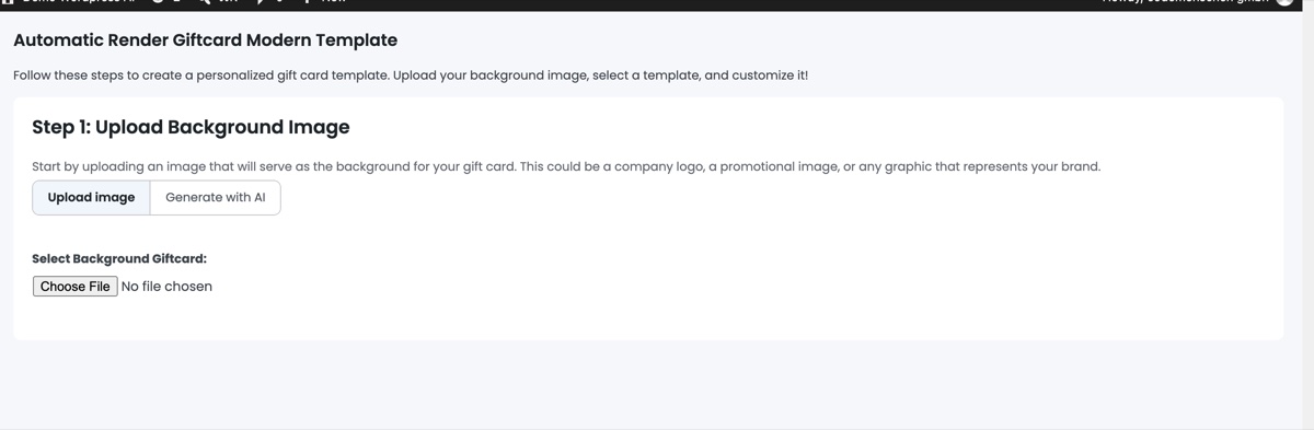 Create Template, step 1: upload a background image or generate one with AI