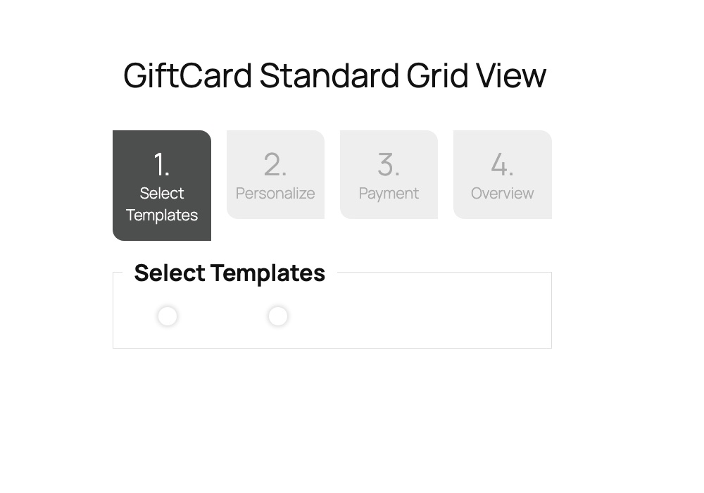 Giftcard standard purchase form on the front end