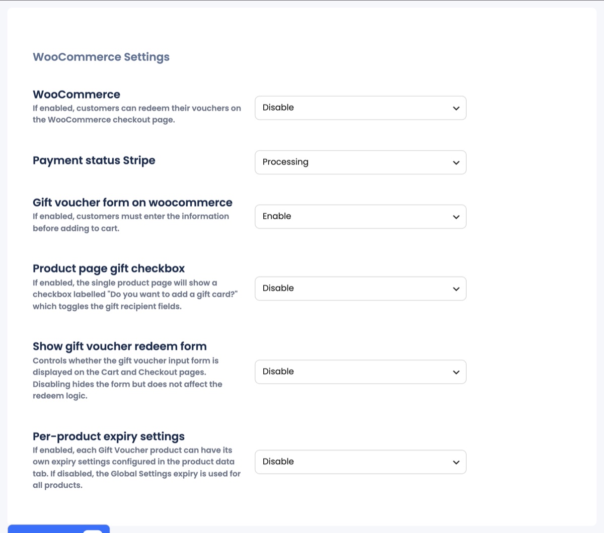The WooCommerce Settings tab